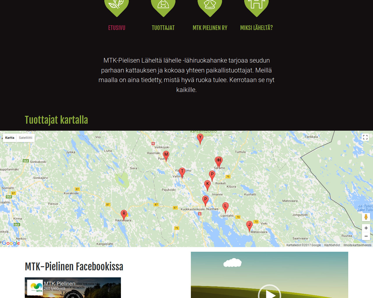laheltalahelle.fi / Etusivun kartta